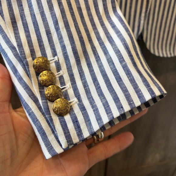 NWT J Crew Schoolboy Striped Linen Blazer blue white size 4 - Picture 6 of 10